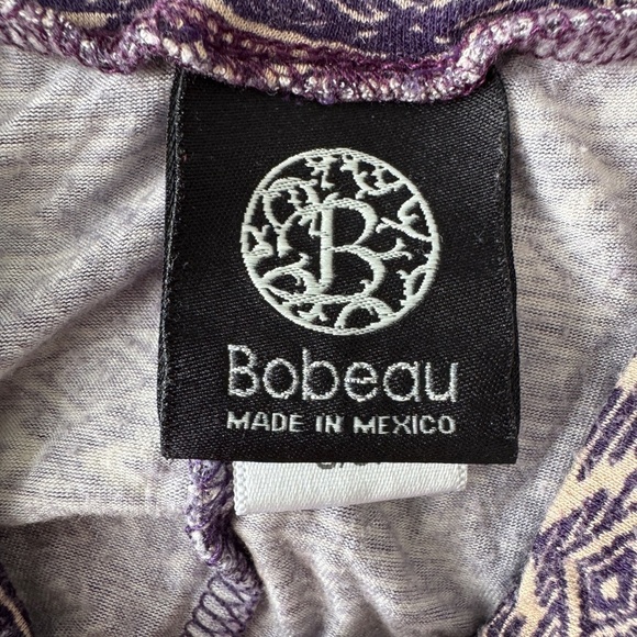 Bobeau Women's Boho Small Pull-On A-Line Midi Skirt Purple Aztec Tribal Festival - Picture 2 of 15